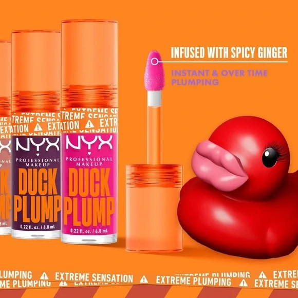 $13❤️‍🔥 NYX Duck Plump High Pigment Lip Plumping Gloss STRIKE A ROSE 🦆 NEW - Picture 5 of 10